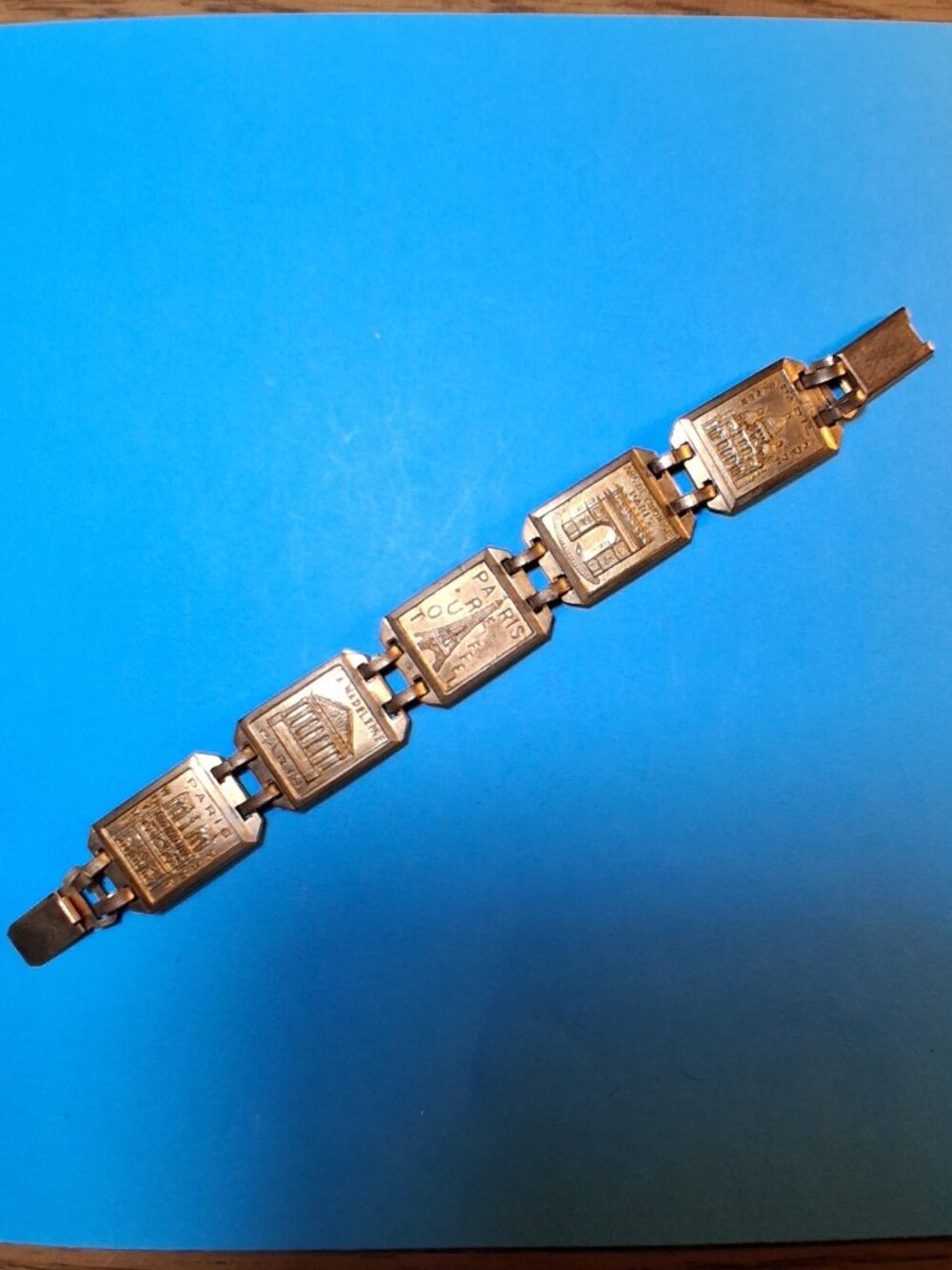 Vintage Bracelet Paris Tourist Souvenir 7" Eiffel Tower Notre Dame France